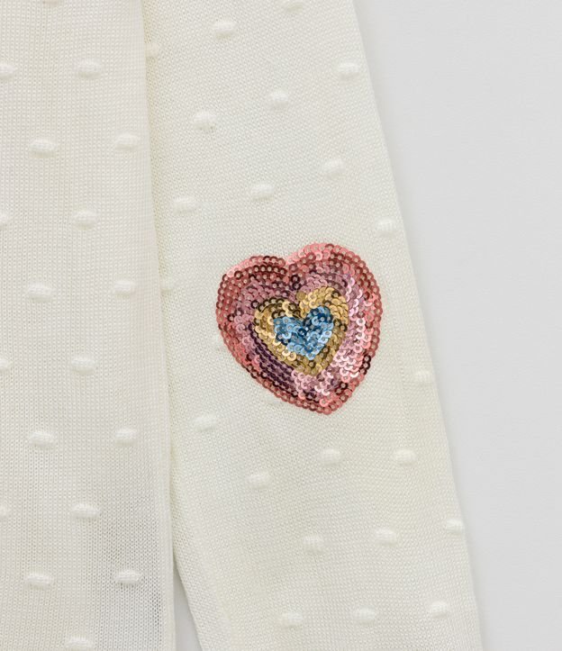 Cardigan Infantil con Lentejuelas en Codos - Talle 1 a 5 años Blanco 4