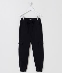 Calça Infantil em Sarja com Bolsos Cargo - Tam 5 a 14 anos