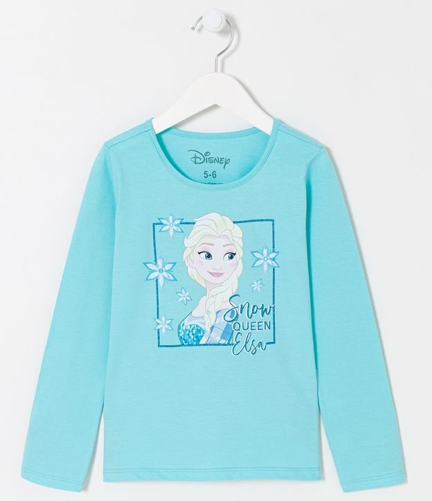Blusa Infantil con Estampado Elsa Frozen - Talle 1 a 14 años Azul 1