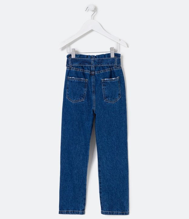 Calça Clochard em Jeans com Faixa e Puídos - Tam 5 a 14 anos Azul 2