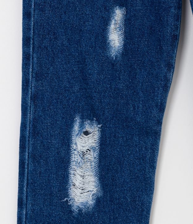 Calça Clochard em Jeans com Faixa e Puídos - Tam 5 a 14 anos Azul 4