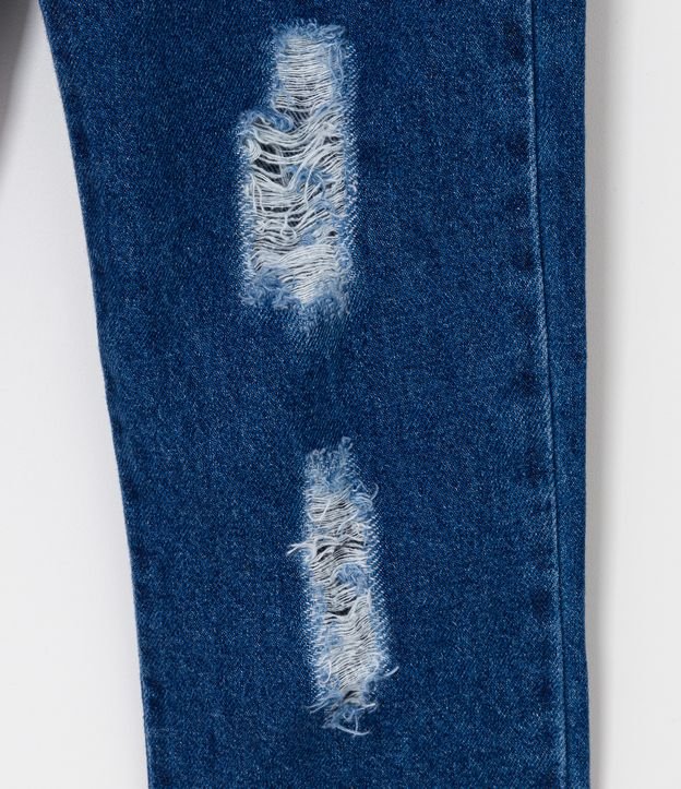 Calça Clochard em Jeans com Faixa e Puídos - Tam 5 a 14 anos Azul 5