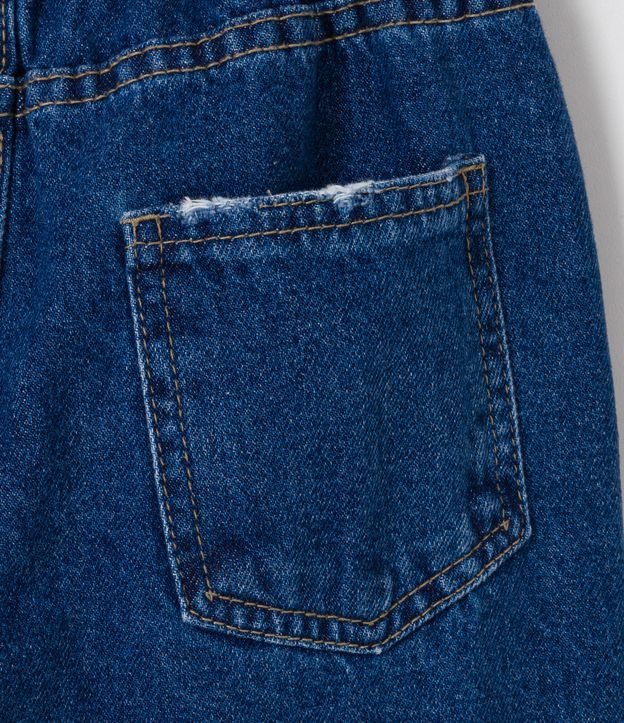 Calça Clochard em Jeans com Faixa e Puídos - Tam 5 a 14 anos Azul 6