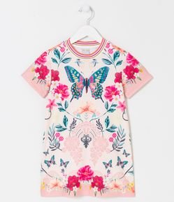 Vestido Infantil com Estampa de Borboletas - Tam 5 a 14 Anos