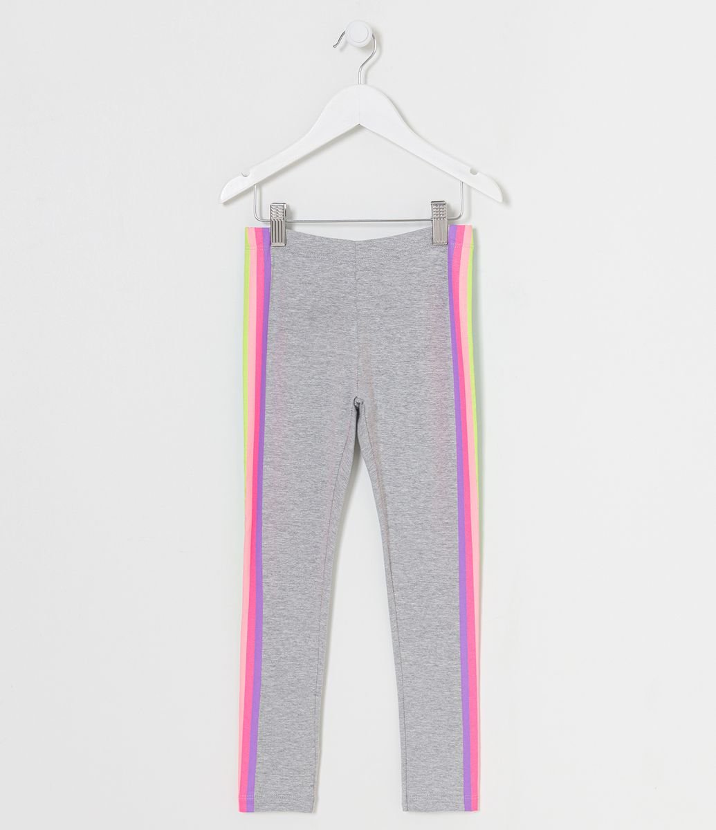 Calça Legging Infantil com Faixas Coloridas - Tam 5 a 14 anos Menor preço em Calça Legging Infantil com Faixas Coloridas - Tam 5 a 14 anos