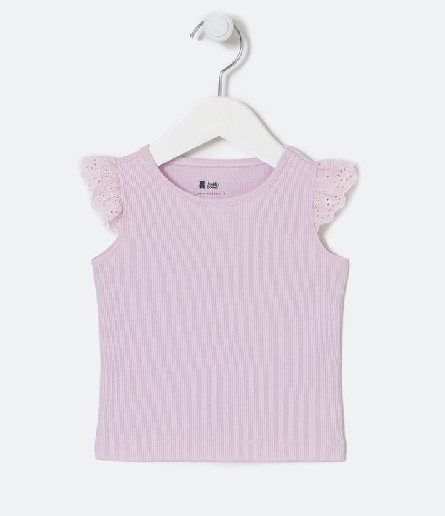 Blusa Infantil com Babadinho de Broderie - Tam 0 a 18 meses