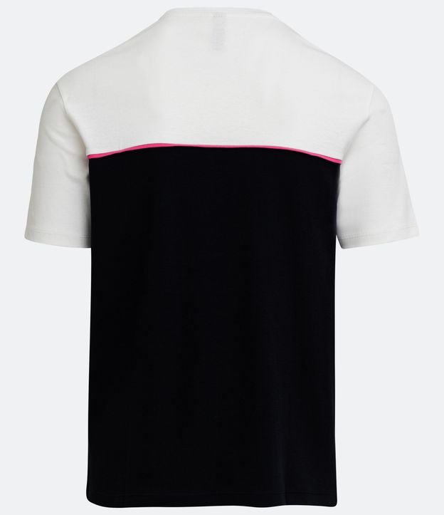 Camiseta Slim em Algodão com Recorte e Friso Contrastante Preto/ Branco 6