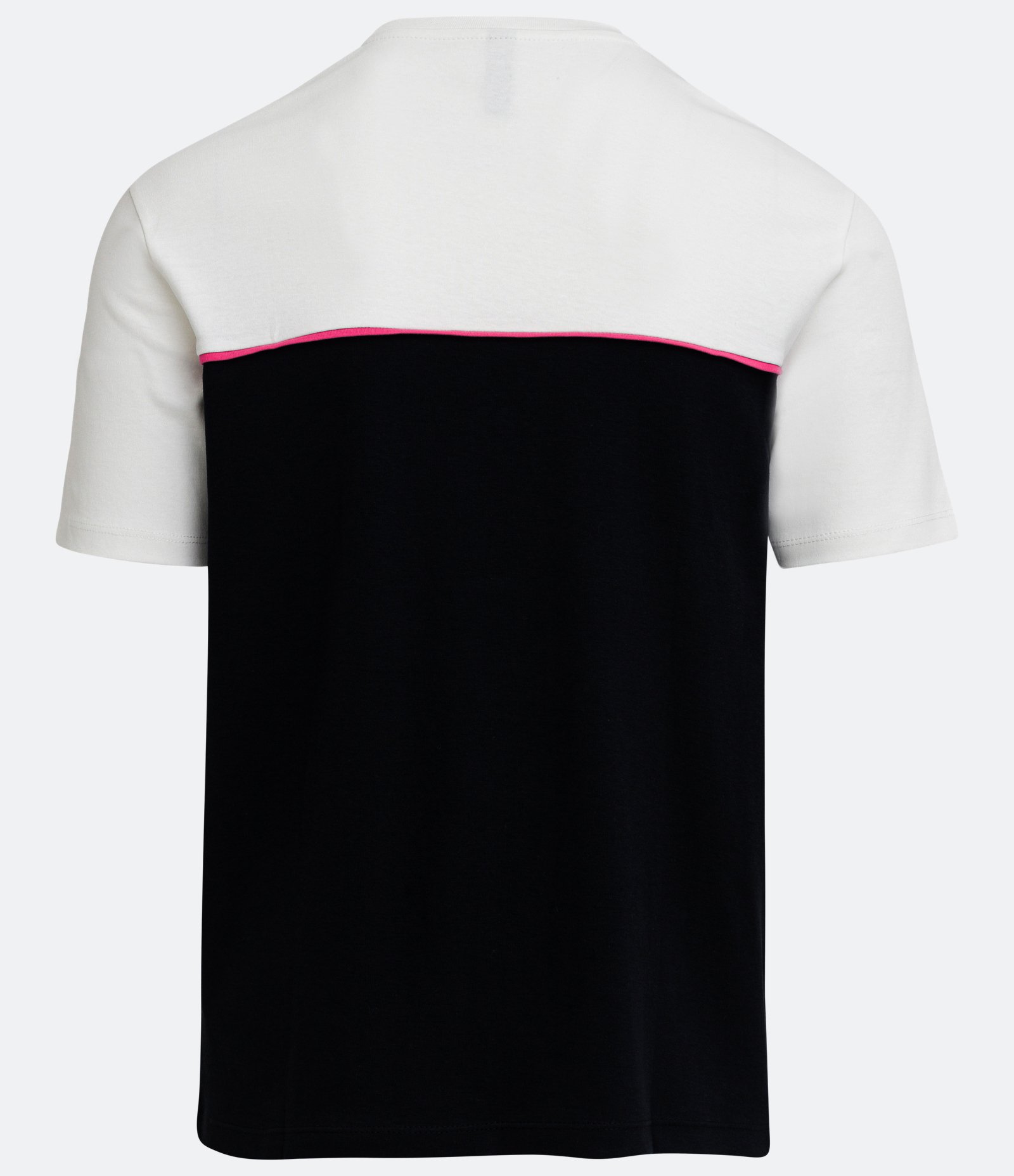 Camiseta Slim em Algodão com Recorte e Friso Contrastante Preto/ Branco 2