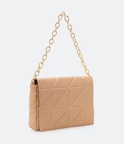 Bolsa Shoulder Estruturada com Textura Matelasse e Alça de Corrente