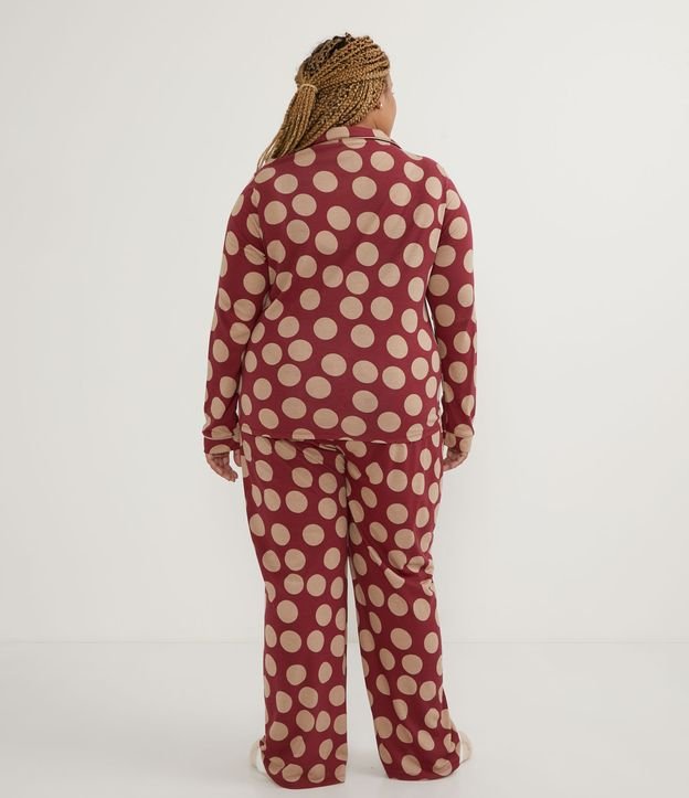 Pijama Americano en Viscosa con Estampado Lunares Curve & Plus Size Rojo 2