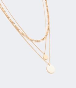 Colar Camadas em Metal Pingente de Plaquinha em Metal Pintado