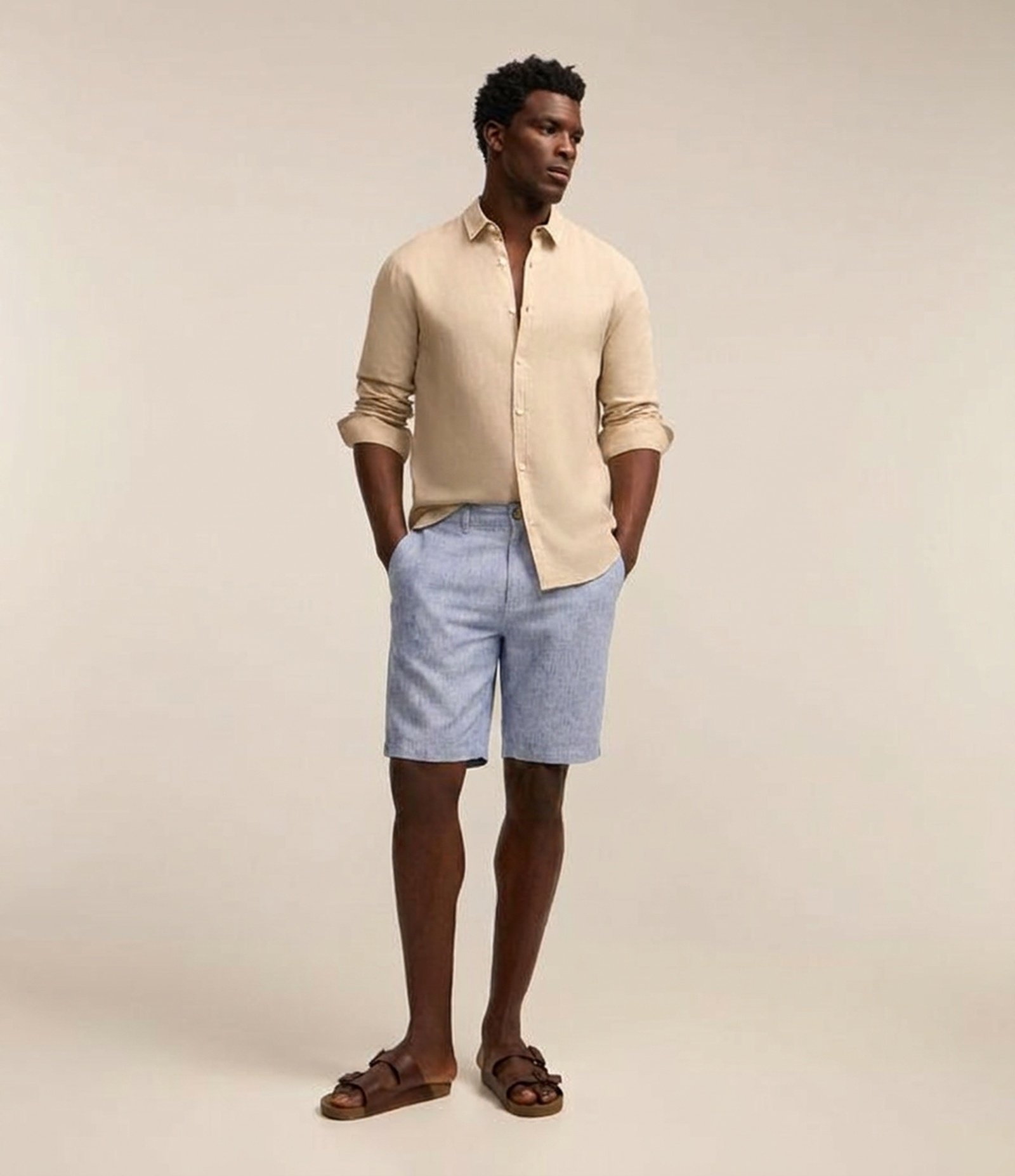 Bermuda Slim Texturizada em Linho com Algodão 1