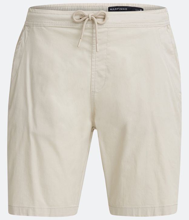 Bermuda en Sarga con Cintura Elástica Beige 5