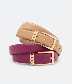 Kit 02 Cintos com Fivela Efeito Corrente