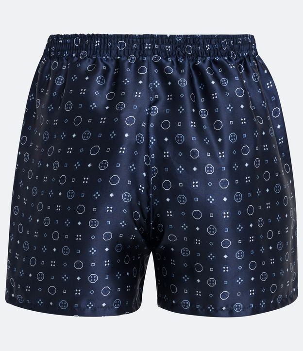 Calzoncillo Boxer de Tela en Satín con Estampado Geométrico Azul 5