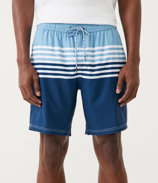 Bermuda con Cinturilla Elástica y Estampado en Rayas Azul 2