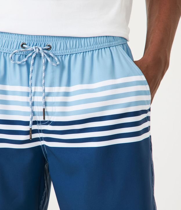Bermuda con Cinturilla Elástica y Estampado en Rayas Azul 4