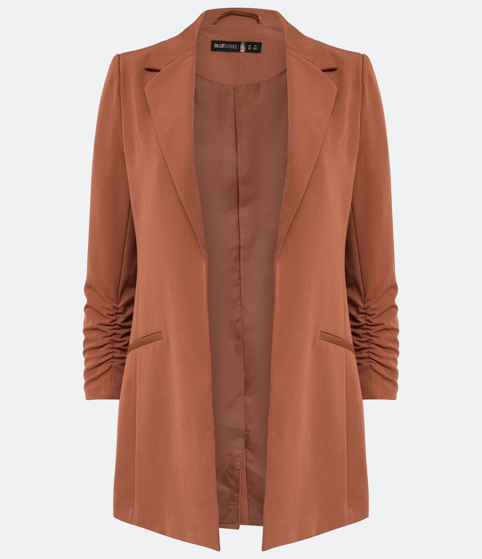 Blazer Alfaiataria Alongado em Crepe com Franzidos nos Punhos 6