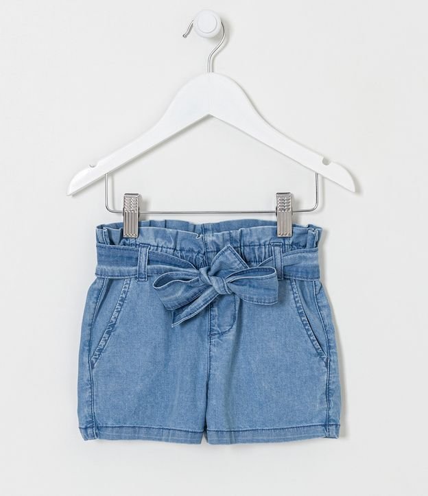 Short Clochard Infantil em Jeans com Cinto - Tam 1 a 5 anos