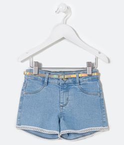 Short Infantil em Jeans com Cinto Holográfico - Tam 1 a 5 anos