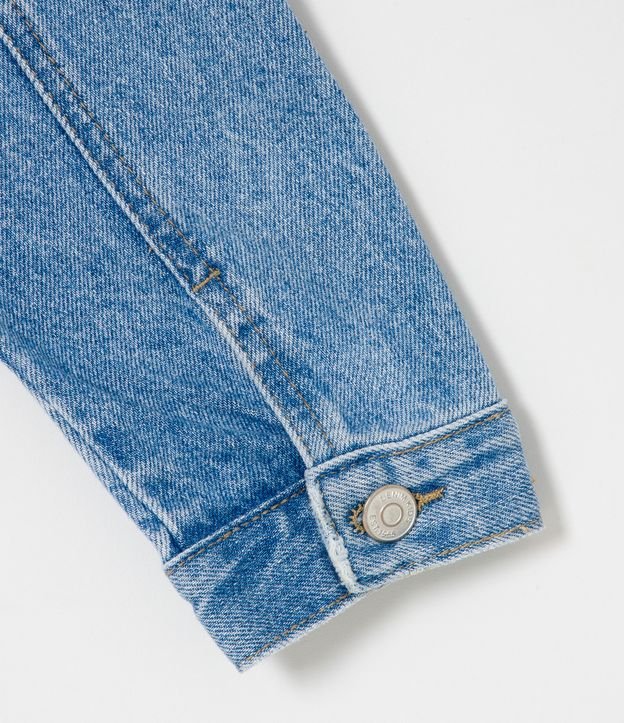 Campera Cropped Infantil en Jeans con Desgastess - Talle 5 a 14 años Azul 4