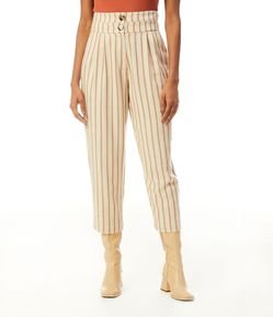 Calça Cenoura com Estampa Listrada