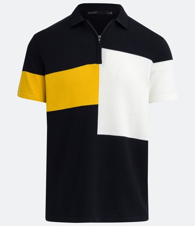 Camisa Polo en Algodón con Recortes Negro 5