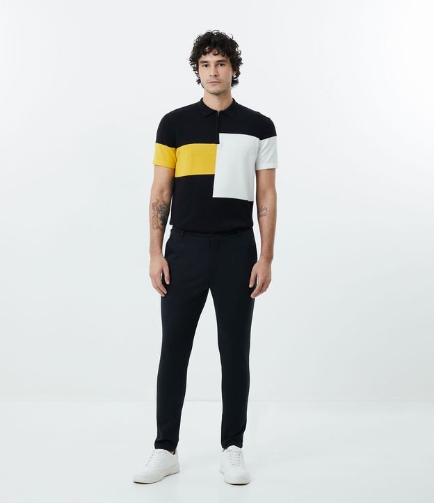 Camisa Polo en Algodón con Recortes Negro 4