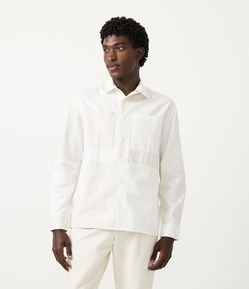 Camisa Manga Longa em Sarja com Recortes