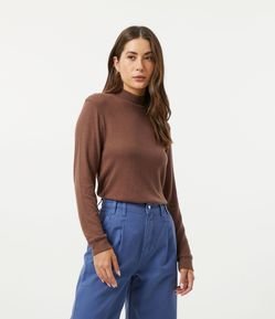 Blusa Básica em Tricô com Manga Longa