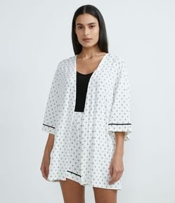 Pijama Curto com 03 Peças em  Viscolycra com Estampa de Pontinhos