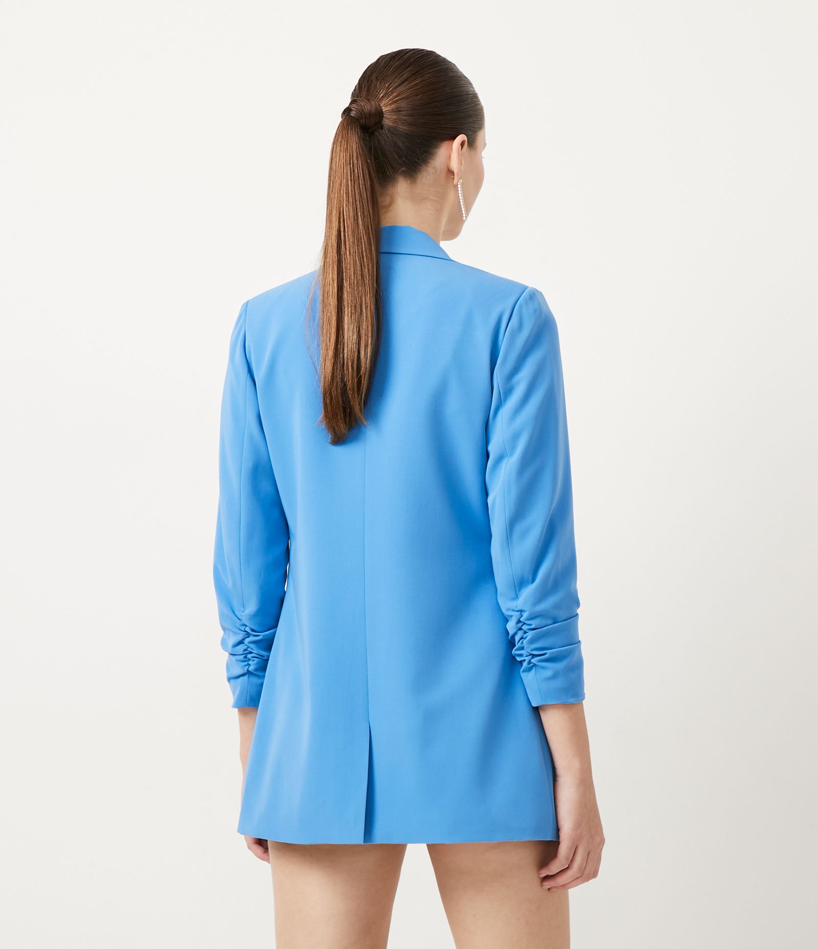 Blazer Alfaiataria Alongado em Crepe com Franzidos nos Punhos 3