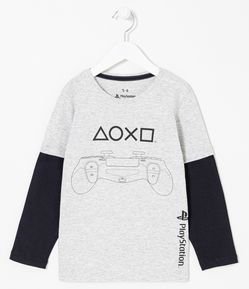 Camiseta Infantil com Estampa Controle Playstation  - Tam 1 a 14 anos