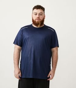 Camiseta Esportiva Manga Curta com Listras Refletivas e Estampa Heatprint