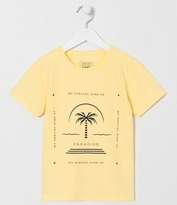 Camiseta Infantil com Estampa de Palmeira - Tam 5 a 14 anos