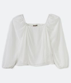 Blusa em Chiffon Maquinetada com Lastex nas Costas Curve & Plus Size