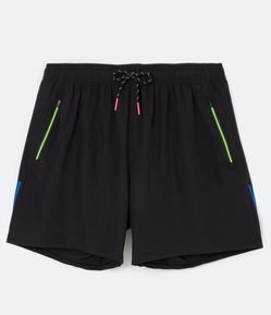 Bermuda Esportiva com Blocos de Cor e Bolsos com Zíper