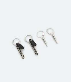 Kit 02 Pares de Brincos com Plaqueta Militar e Spike