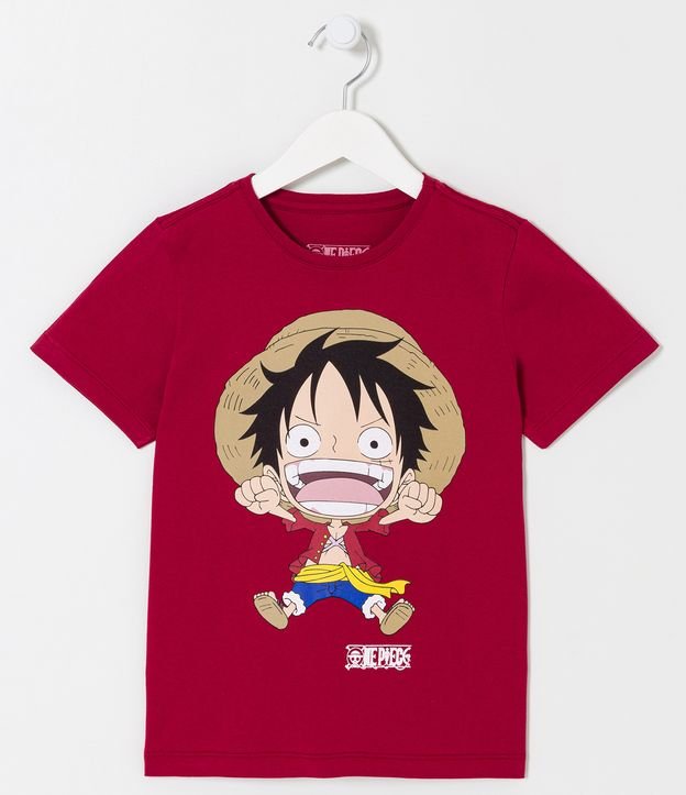 Camiseta feminina regular Luffy vermelha, One Piece