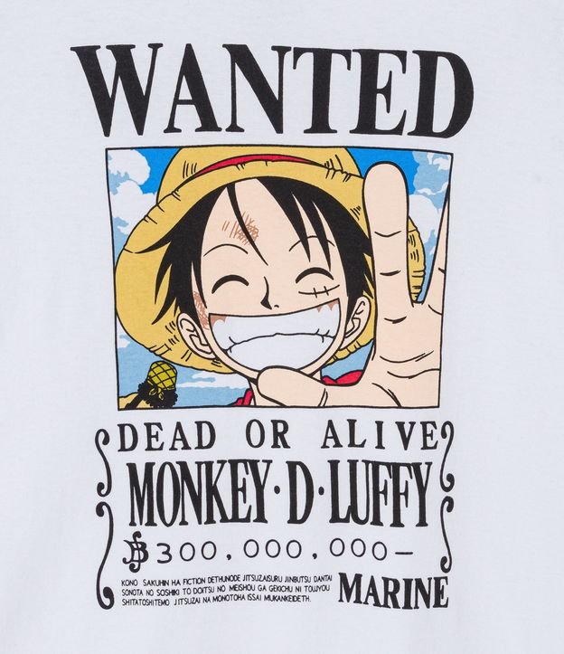 Remera Infantil con Estampado Luffy One Piece - Talle 7 a 14 años Blanco 3