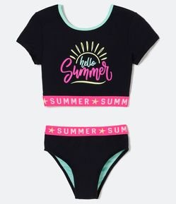 Bikini Cropped Infantil Estampado Hello Summer - Talle 5 a 14 años