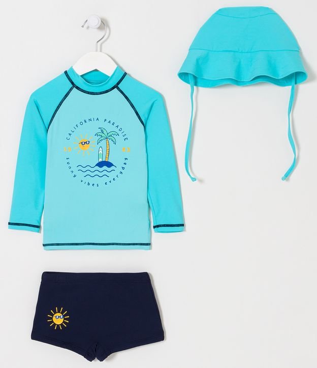 Conjunto Infantil Proteção UV Solzinho na Ilha - Tam 6/12 a 4 Anos