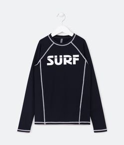 Camiseta Infantil com Proteção UV e Estampa Surf - Tam 5 a 14 anos