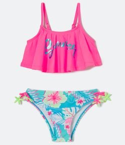 Biquíni Infantil com Estampa Floral - Tam 5 a 14 anos