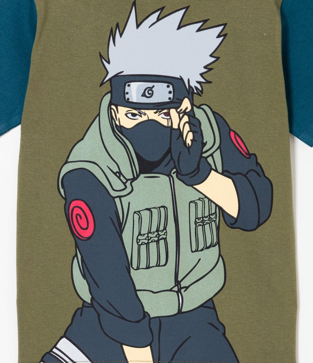 Camiseta Infantil com Estampa do Sasuke Acompanha Bandana - Tam 5 a 12 anos  Cinza