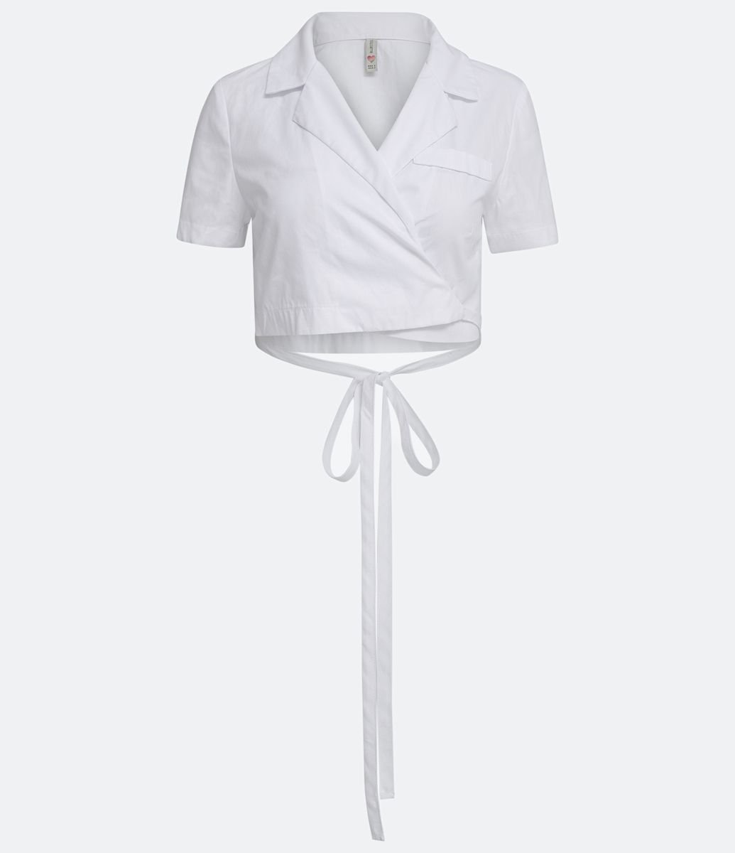 Camisa <em>cropped</em> com amarração, da Renner