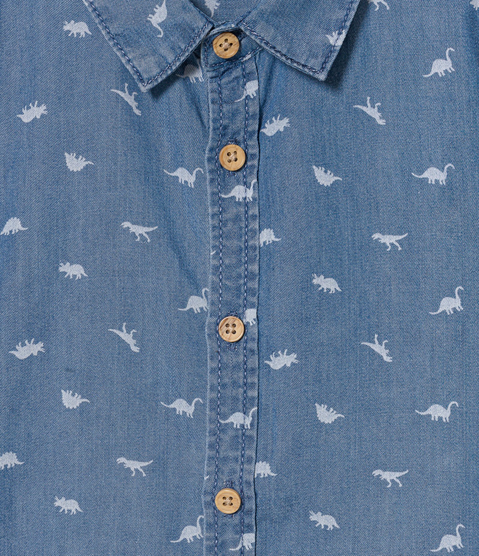 Camisa Infantil Estampa de Mini Dinos - Tam 1 a 5 Anos Azul 3