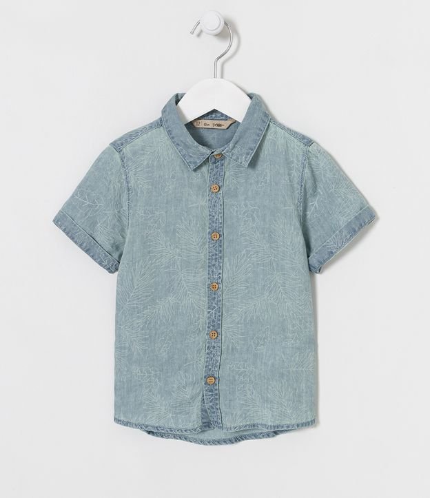 Camisa Infantil Estampado Follaje Talle - 1 a 4 años Azul 1