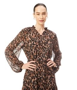 Vestido Midi con Estampado Animal Print Jaguar y Detalles en Lastex