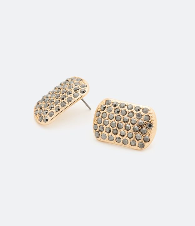 Brinco Pequeno em Metal Cravejado de Strass